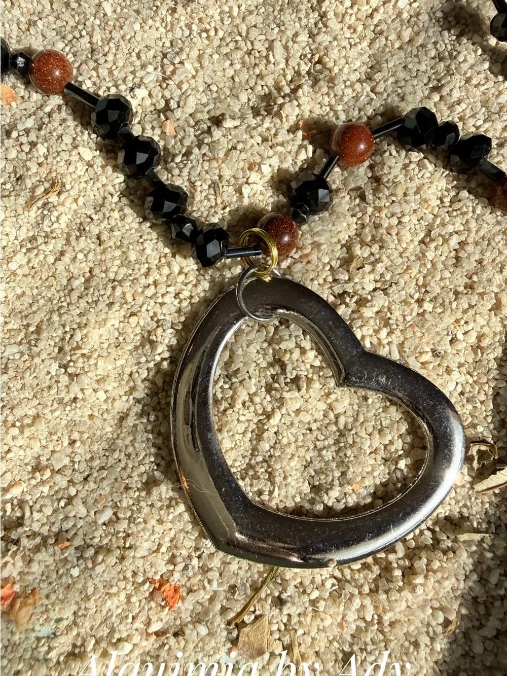 HIGH SUMMER + Black Faceted & Textured Beaded Necklace onyx
